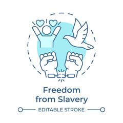 Slavery freedom soft blue concept icon. Social justice, democracy. Human rights. Round shape line illustration. Abstract idea. Graphic design. Easy to use in infographic, presentation
