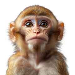 Close-up of a young monkey with expressive eyes and soft fur.