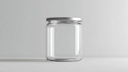 A classic clear glass jar on the beautifull empty background
