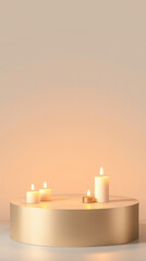scenic display four candles on a circular golden platform
