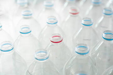 Close up plastic bottles for recycling to conserve the environment, recycling, reuse, garbage disposal, save the world concept.