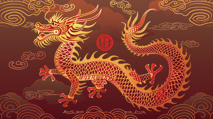 chinese dragon on the wall