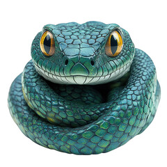 Fototapeta premium A close-up of a green snake, showcasing its vibrant scales and eyes.