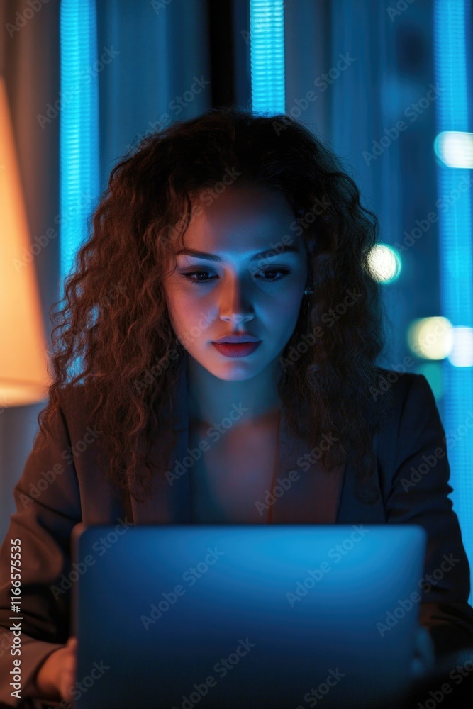 Wall mural Woman working on laptop