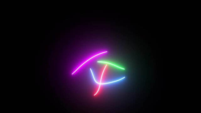 Abstract glowing lines laser light animation on a black background. Lines light move