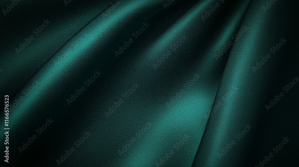 Aufkleber luxurious, deep teal satin fabric texture with soft folds and rich green undertones, creating an ele