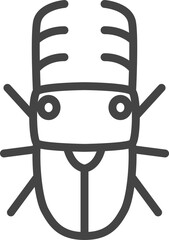 線画ミニ昆虫の単品アイコン　クワガタ