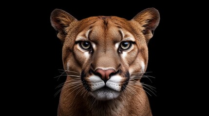 Obraz premium Majestic front view of a wild panther, captivating wildlife photography showcasing nature s power.