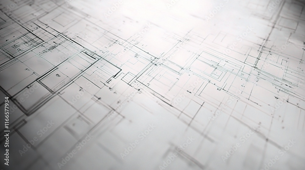 Wall mural Detailed Blueprint Paper Ideal for Construction and Design Projects