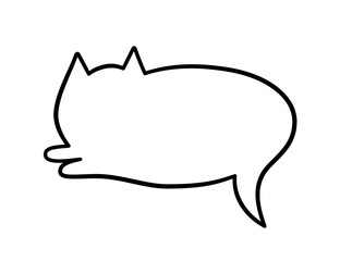 Cat pet speech bubble. Empty cute frame with tail. Hand drawn sketch doodle line animal frame design. Cat cute talk speech bubble. Kitty border. Vector illustrations isolated on white background.