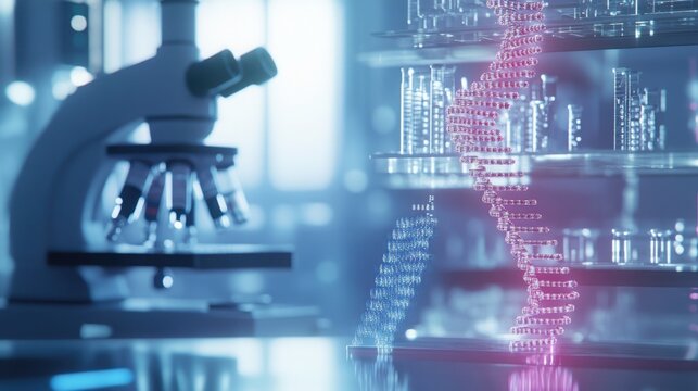 Modern medical science lab with DNA microarray technology for genetic profiling.