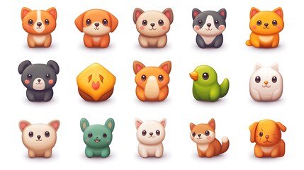Fototapeta premium Cute animal characters digital art playful design colorful environment