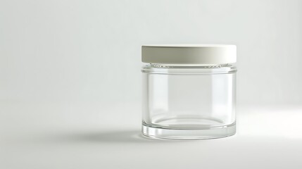 A classic clear glass jar on the beautifull empty background 