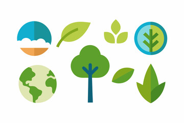 Nature-Friendly Icons: Trees, Leaves, and Earth Symbols Photo