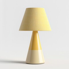 A modern yellow lamp with a conical base and textured shade, perfect for adding a touch of brightness to any space.