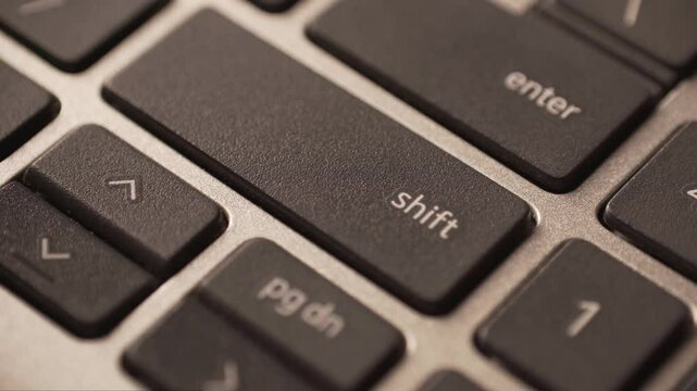 Macro Close up of a computer laptop keyboard in details
