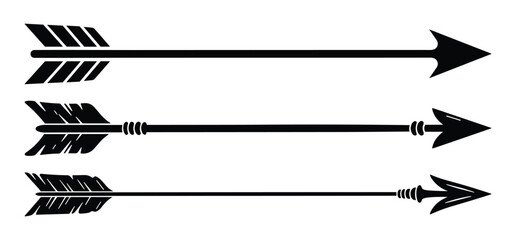 Set of arrows Vintage with feathers isolated on white background