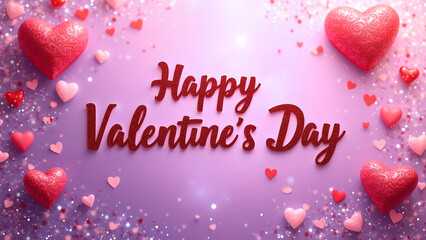 Happy Valentine's Day graphic design with hearts. Concept of love, romance, and celebration.