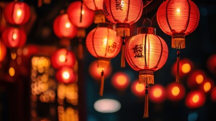 Obraz premium red lentern Chinese New Year atmosphere background