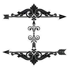 Set of arrows Vintage with feathers isolated on white background