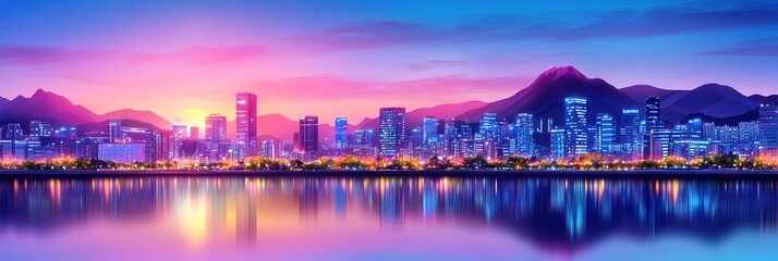 Fototapeta premium seoul, korea, animated cartoon illustration