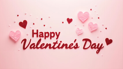 Happy Valentine's Day card with hearts. Romantic and festive design.