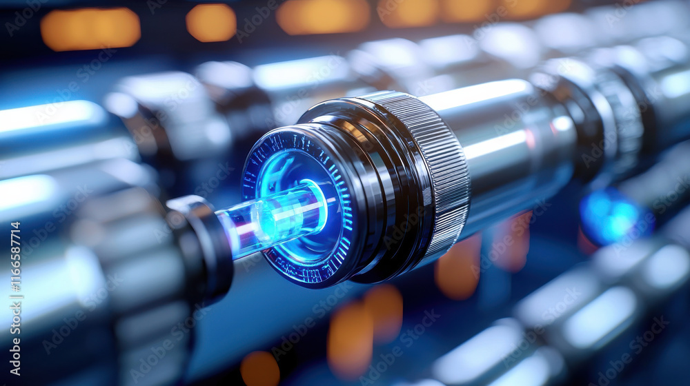 Leinwandbilder close up of laboratory pipeline showcasing advanced technology with glowing elements, emphasizing in