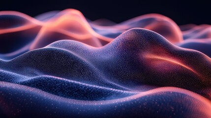 Obraz premium Abstract digital waves with glowing effects in a gradient of colors.