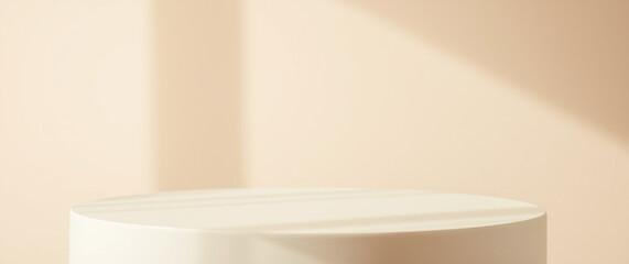 cream-colored cylindrical platform with soft light shadows