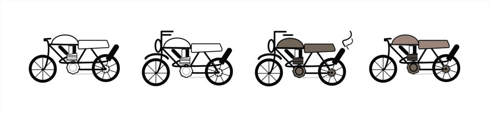 motorbike icon set. vector illustration