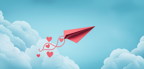 airplane flying in the sky paper valentine