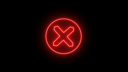 Obraz premium Glowing Red check mark and wrong buttons neon icon, cross mark icon. Vector illustration