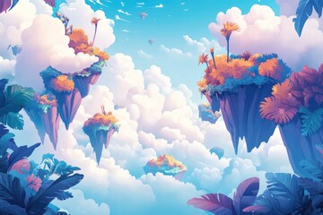 Floating Islands Paradise Tropical Sky Dreamland