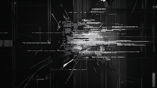 Digital Chaos: Abstract Glitch Art in Monochrome