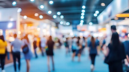Group of Professionals Networking at a Trade Show Event in Blur