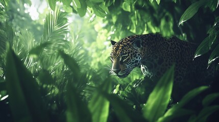 Jaguar in Lush Rainforest: A Moment of Serenity