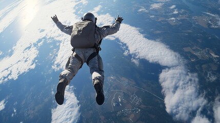 Freefall Above the Clouds: A Skydiver's Thrilling Descent