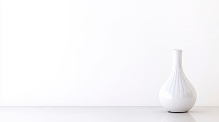 Elegant White Ceramic Vase on Minimalist White Background Home Decor Interior Design