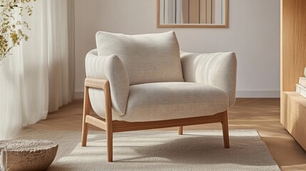 Modern Minimalist Armchair in a Cozy Living Room