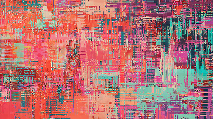 Fototapeta premium vibrant abstract texture featuring colorful neon pixels in fragmented design, creating dynamic visual experience. Perfect for modern art and digital backgrounds
