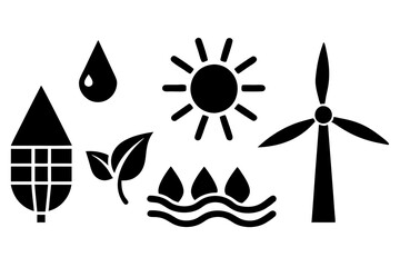 Renewable Resources Photo: Water Conservation and Wind Energy Symbols