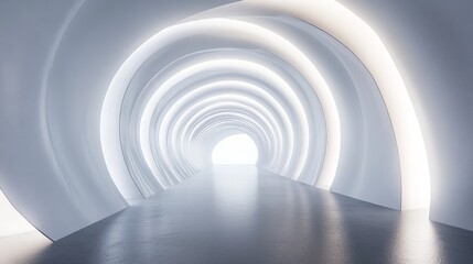 Obraz premium Abstract futuristic white tunnel with glowing light.