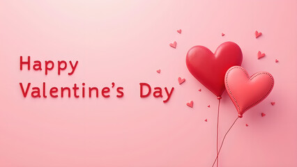 Happy Valentine's Day. Romantic heart balloons. Concept of love, romance, and celebration.