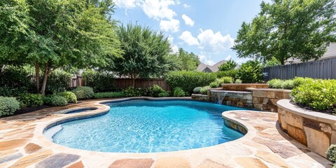  backyard with swimming pool and landscaping