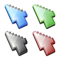 3d pixel cursor set  transparent background
