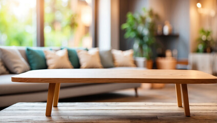 Empty Table with Abstract Blurred Background, Perfect for Minimalist Photography and Design