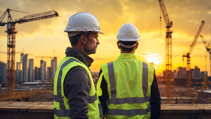 Engineer in Protective Gear and Yellow Hard Hat, Ensuring Safety in Construction and Industrial Settings