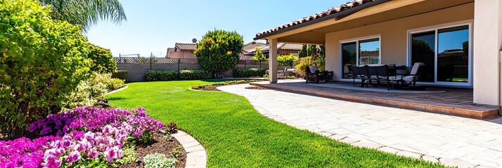 rural backyard with intricate and clean landscaping