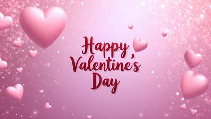 Happy Valentine's Day greeting card with hearts. Romantic and festive design.