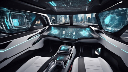 Futuristic Autonomous Vehicle Cockpit Showcasing Advanced Technology and Innovation